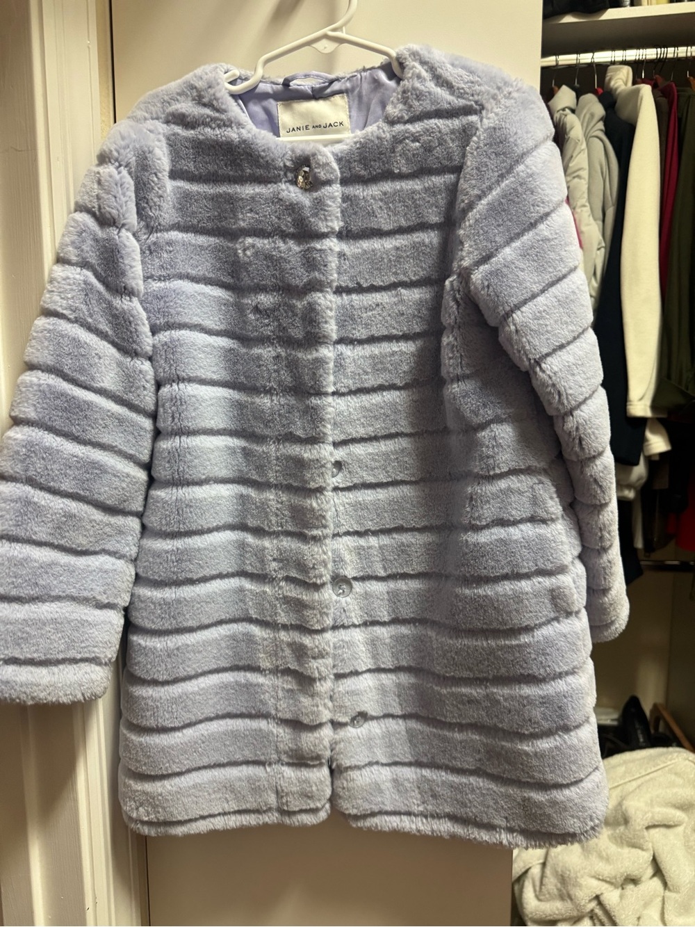 Janie and Jack Light Lavender Faux Fur Pea Coat